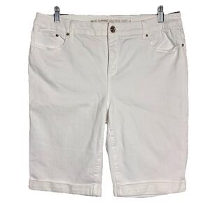 Chicos 2 Jean Shorts White US 12 So Slimming Girlfriend Bermuda Cuffed